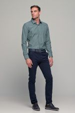 Πράσινο ανδρικό πουκάμισο με μπλε print – Slim Fit
