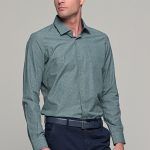 Πράσινο ανδρικό πουκάμισο με μπλε print – Slim Fit