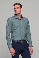 Πράσινο ανδρικό πουκάμισο με μπλε print – Slim Fit