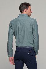 Πράσινο ανδρικό πουκάμισο με μπλε print – Slim Fit