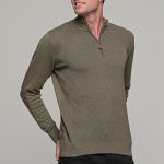 Δίχρωμο πράσινο μαύρο ανδρικό βαμβακερό πλεκτό massaro με φερμουάρ - regular fit