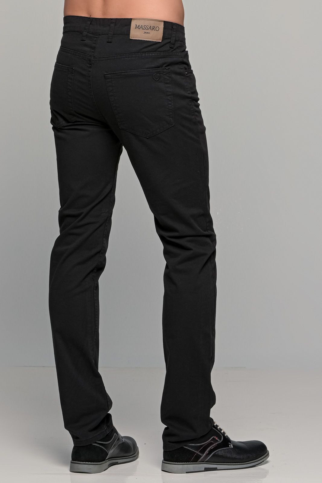 Χειμερινό ανδρικό παντελόνι πεντάτσεπο MASSARO μαύρο - Straight fit