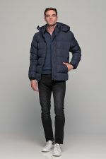 Ανδρικό μπουφάν αδιάβροχο φουσκωτό PAPARAZZI σε μπλε χρώμα - slim fit