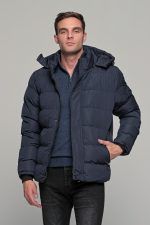 Ανδρικό μπουφάν αδιάβροχο φουσκωτό PAPARAZZI σε μπλε χρώμα - slim fit