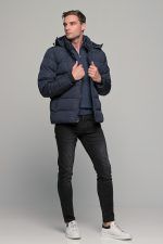 Ανδρικό μπουφάν αδιάβροχο φουσκωτό PAPARAZZI σε μπλε χρώμα - slim fit