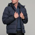 Ανδρικό μπουφάν αδιάβροχο φουσκωτό PAPARAZZI σε μπλε χρώμα - slim fit