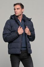 Ανδρικό μπουφάν αδιάβροχο φουσκωτό PAPARAZZI σε μπλε χρώμα - slim fit