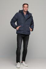 Ανδρικό μπουφάν αδιάβροχο φουσκωτό PAPARAZZI σε μπλε χρώμα - slim fit