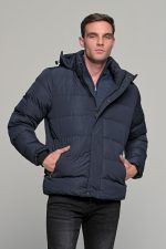 Ανδρικό μπουφάν αδιάβροχο φουσκωτό PAPARAZZI σε μπλε χρώμα - slim fit