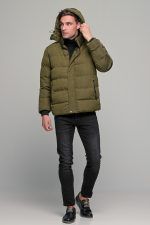 Ανδρικό μπουφάν αδιάβροχο φουσκωτό PAPARAZZI σε πράσινο χακί χρώμα - slim fit