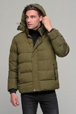 Ανδρικό μπουφάν αδιάβροχο φουσκωτό PAPARAZZI σε πράσινο χακί χρώμα - slim fit