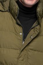 Ανδρικό μπουφάν αδιάβροχο φουσκωτό PAPARAZZI σε πράσινο χακί χρώμα - slim fit