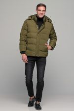 Ανδρικό μπουφάν αδιάβροχο φουσκωτό PAPARAZZI σε πράσινο χακί χρώμα - slim fit