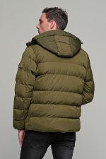 Ανδρικό μπουφάν αδιάβροχο φουσκωτό PAPARAZZI σε πράσινο χακί χρώμα - slim fit