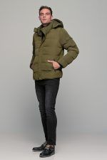 Ανδρικό μπουφάν αδιάβροχο φουσκωτό PAPARAZZI σε πράσινο χακί χρώμα - slim fit