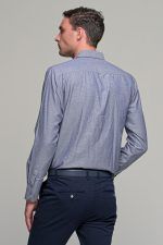 Γκρι μπλε ανδρικό πουκάμισο PAPARAZZI με τσεπάκι - Classic fit