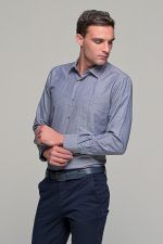 Γκρι μπλε ανδρικό πουκάμισο PAPARAZZI με τσεπάκι - Classic fit