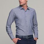 Γκρι μπλε ανδρικό πουκάμισο PAPARAZZI με τσεπάκι - Classic fit