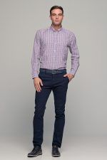 Καρό ανδρικό πουκάμισο PAPARAZZI μπλε κόκκινο με τσεπάκι - Classic fit