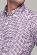 Καρό ανδρικό πουκάμισο PAPARAZZI μπλε κόκκινο με τσεπάκι - Classic fit