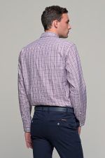 Καρό ανδρικό πουκάμισο PAPARAZZI μπλε κόκκινο με τσεπάκι - Classic fit