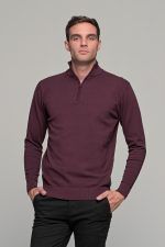 Μπορντό βαμβακερό ανδρικό πλεκτό FR με φερμουάρ - regular fit