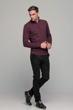 Μπορντό βαμβακερό ανδρικό πλεκτό FR με φερμουάρ - regular fit