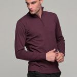 Μπορντό βαμβακερό ανδρικό πλεκτό FR με φερμουάρ - regular fit