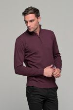 Μπορντό βαμβακερό ανδρικό πλεκτό FR με φερμουάρ - regular fit