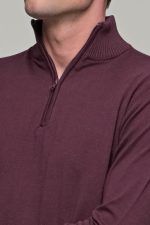 Μπορντό βαμβακερό ανδρικό πλεκτό FR με φερμουάρ - regular fit