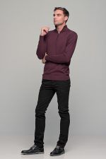 Μπορντό βαμβακερό ανδρικό πλεκτό FR με φερμουάρ - regular fit