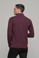 Μπορντό βαμβακερό ανδρικό πλεκτό FR με φερμουάρ - regular fit