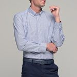 Καρό ανδρικό πουκάμισο PAPARAZZI λευκό γαλάζιο με τσεπάκι - Classic fit