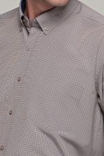 Φθηνό καρό ανδρικό πουκάμισο PAPARAZZI καφέ κάμελ μπεζ με τσεπάκι - Classic fit