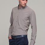 Καρό ανδρικό πουκάμισο PAPARAZZI καφέ κάμελ με τσεπάκι - Classic fit