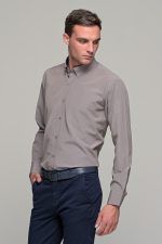 Καρό ανδρικό πουκάμισο PAPARAZZI καφέ κάμελ με τσεπάκι - Classic fit