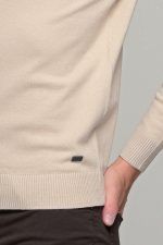 Βαμβακερό μπεζ ανδρικό πλεκτό FR με λαιμόκοψη