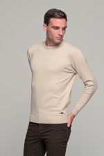 Βαμβακερό μπεζ ανδρικό πλεκτό FR με λαιμόκοψη