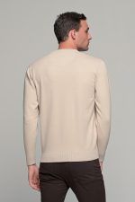 Βαμβακερό μπεζ ανδρικό πλεκτό FR με λαιμόκοψη