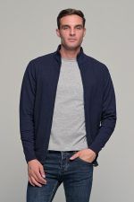 Φθηνή μπλε ανδρική ζακέτα βαμβακερή με φερμουάρ - regular fit