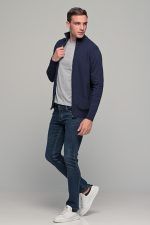 Φθηνή μπλε ανδρική ζακέτα βαμβακερή με φερμουάρ - regular fit