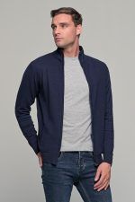 Φθηνή μπλε ανδρική ζακέτα βαμβακερή με φερμουάρ - regular fit