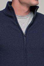 Φθηνή μπλε ανδρική ζακέτα βαμβακερή με φερμουάρ - regular fit