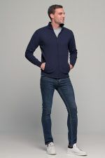 Φθηνή μπλε ανδρική ζακέτα βαμβακερή με φερμουάρ - regular fit