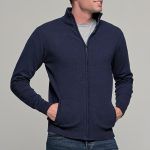 Μπλε ανδρική ζακέτα βαμβακερή με φερμουάρ - regular fit