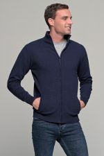 Μπλε ανδρική ζακέτα βαμβακερή με φερμουάρ - regular fit