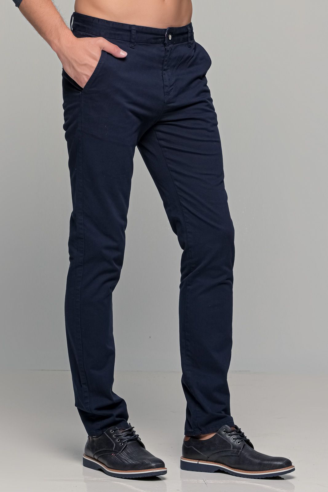 Μπλε ανδρικό παντελόνι chino υφασμάτινο MASSARO - Slim fit
