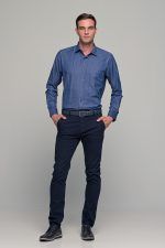 Μπλε ανδρικό πουκάμισο PAPARAZZI με τσεπάκι - Classic fit