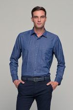 Μπλε ανδρικό πουκάμισο PAPARAZZI με τσεπάκι - Classic fit