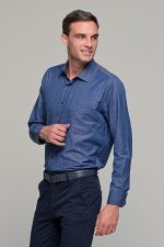 Μπλε ανδρικό πουκάμισο PAPARAZZI με τσεπάκι - Classic fit